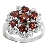 1.71ct Genuine Natural Garnet Gemstone and Diamond 10k White Gold Ring