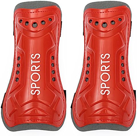 Furmoresa(TM) Light Soft Foam Football Shin Pads Soccer Guards Sports Leg Protector Teen Adult Red