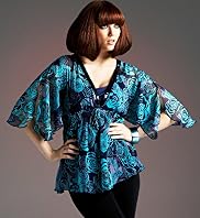 Zandra Rhodes 3/4 Sleeve Sequin Trim Blouse