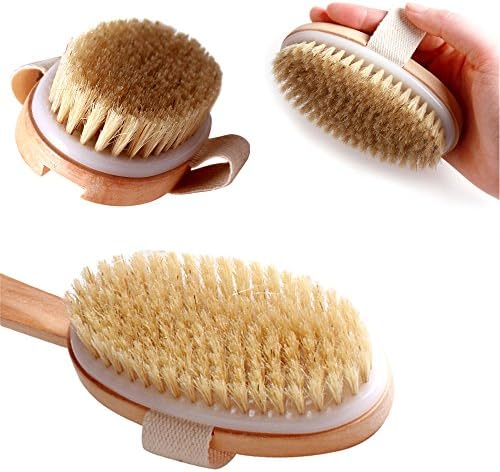 Body Brush 2 Pack From Blue Lolly, Long Handle, Long Handle, Detachable Brush Head with Strap, Free Silicone Facial Brush as Bonus Gifts