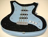 Light Blue / Black Glitter Leather Guitar Purse Sling Bag
