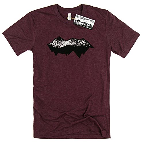 Men's Mountain Range Art Wandering Ink Super Soft Hand Printed Tee Shirt
