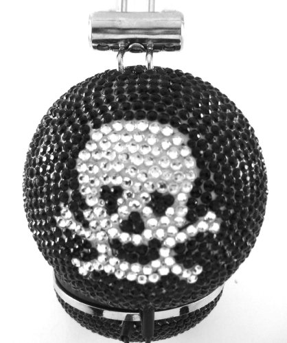 Black and Silver Skull Crystal Rhinestone DJ Hi-Def Noise-Canceling Over-Ear Headphones