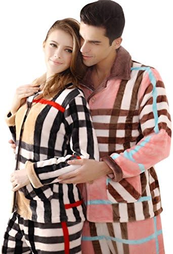 Greatpjs Flannel Matching Couples Pajamas Sets Soft Thick Winter Womens &amp; Mens Sleepwear Medium Women Yellow