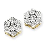 10k Two-Tone Diamond Flower Post Earrings