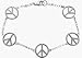 Genuine Sterling Silver 5 Peace Symbol Charm Bracelet