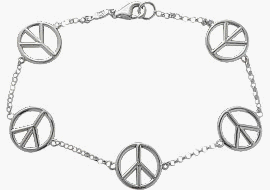 Childrens Toyshop  Jewelry : Genuine Sterling Silver 5 Peace Symbol Charm Bracelet