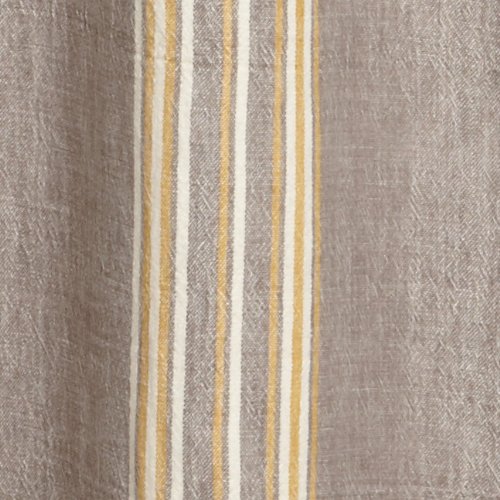 Coyuchi Rustic Linen Shower Curtain Gray With Mustard Ivory