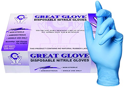GREAT GLOVE NM40015-L-BX Industrial Grade Glove, Nitrile Synthetic Rubber, 4.5 mil - 5 mil, Lightly Powdered, Latex Free, Allergy Free, Large, Blue