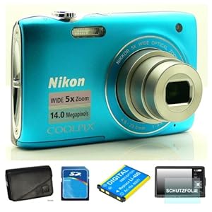 Nikon Coolpix S3100 blau Digitalkamera (14 Megapixel, 5-fach opt. Zoom, 6.7 cm (2.7 Zoll) Display, HD-Videofunktion) - inkl. Lederetui, 4 GB SDHC Karte Class 6, 2-ter OEM Akku & Schutzfolie Nikon Coolpix S3100 blau Digitalkamera (14 Megapixel, 5-fach opt. Zoom, 6.7 cm (2.7 Zoll) Display, HD-Videofunktion) - inkl. Lederetui, 4 GB SDHC Karte Class 6, 2-ter OEM Akku & Schutzfolie