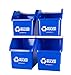 4 Pack of Bins - Blue Stackable Recycling Bin Container with Handle 6 Gallon