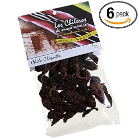 Los Chileros Chile Chipotle Whole (Dried), 3-Ounce Packages (Pack of 6)