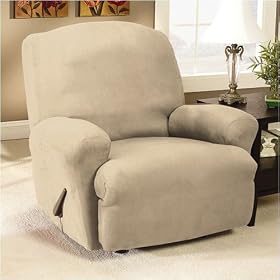 Sure Fit 0472933512 Stretch Suede Oatmeal Recliner Slipcover
