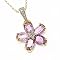 Sterling Silver Vermeil Genuine Amethyst and Diamond Flower Pendant Necklace