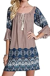 Floral Print 2015 Off the Shoulder Peasant Dress 