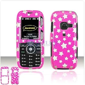 PCMICROSTORE Brand LG Rumor Scoop Magenta Stars Design Snap-On Case Cover with Removable Swivel Belt Clip