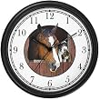 Brown Horse with Blaze & Calico Cat - Stablemates Wall Clock by WatchBuddy Timepieces (Black Frame)