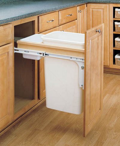 Rev-A-Shelf 4WCTM-1550DM-1 Single 50 Quart Pull-Out Waste Container for Full Height Cabinet with 12