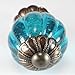 Ocean Blue Glass Cabinet Knobs, Kitchen Drawer Pulls & Handle Set/2pc ~ K214FF Vintage Style Pumpkin Shaped Glass Knobs with Antique Brass Florentine Hardware, for Dresser, Drawers, Cabinets & Vanity.