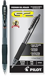 Pilot G2 Retractable Gel Ink Rolling Ball Pen, Fine Point, Black, 12-Pack (31020)