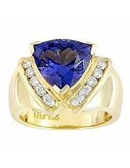 14K Yellow Gold Tanzanite and Diamond Ring -- LIFETIME WARRANTY