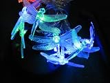 DiscountlightingUK LED SOLAR STRING FAIRY LIGHTS WITH COLOUR CHANGING 3D FIBRE OPTIC ACRYLIC DRAGONFLY ** IDEAL FOR GARDENS **