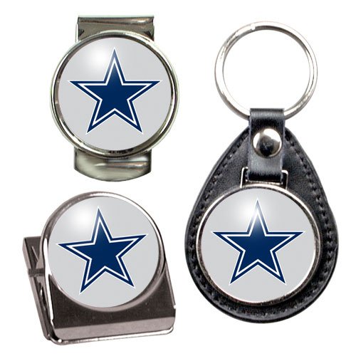 Dallas Cowboys NFL 3 Piece Stocking Stuffer Set - Key Chain, Money Clip & Magnet Clip