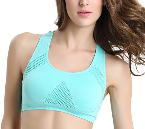 Womens High Impact Strech Racerback Strap Workout Yoga Sports Bra (Fruit green, L)