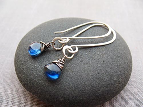 Blue Kyanite &amp; Sterling Silver Gemstone Droplet Earrings, Wire Wrapped Gemstone Earrings