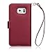 Galaxy S6 Case, Terrapin [Red] [Floral Interior] Premium PU Leather Wallet Case with Card Slots Cash Compartment and Detachable Wrist Strap for Samsung Galaxy S6 - Red