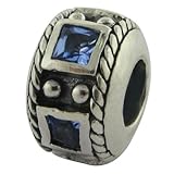 Biagi December Blue Topaz Color Cubic Zirconia & Sterling Silver Birthstone Bead, Pandora Compatible