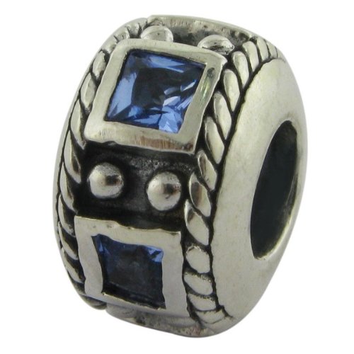 Biagi December Blue Topaz Color Cubic Zirconia & Sterling Silver Birthstone Bead, Pandora Compatible