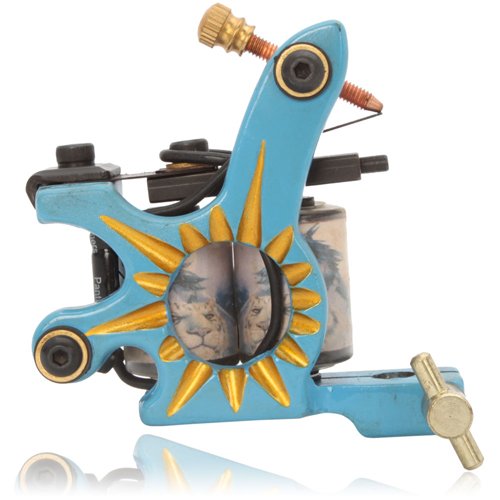 New Colorful Cast 10 Wrap Coils Tattoo Machine Liner Shader Gun Hb-wgd014a Blue & Golden