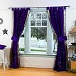 Indo Purple Tab Top Sari Sheer Curtain (43 in. x 84 in.) with matching tieback