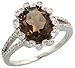 14 Karat Weissgold Steinen Ring, mit 0.25 Karat Brilliantschliff Diamanten & 2.43 Karat 10x8mm Ovalschliff Rauch Quartz Stein, (13mm) breit