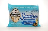SEASON Norway Brisling Sardines In Olive Oil, 3.75-Ounce Tins (Pack of 6)