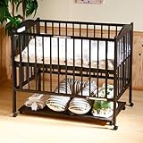 スリーピー ワンタッチハイベッド パル ベビーベッド 収納棚付 ブラウン 日本製 ワンタッチで折りたたんで移動や収納も楽々