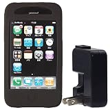 Rix SoftBank iPhone 3G用 なめらかシルクタッチ シリコンケース 液晶保護フィルム+USB-ACアダプタ付属 ブラック RX-IPSPHOBK/ACの画像