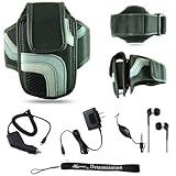 Black Adjustable Deluxe Sportband / Workout Armband with Adaptable Neck Str ....