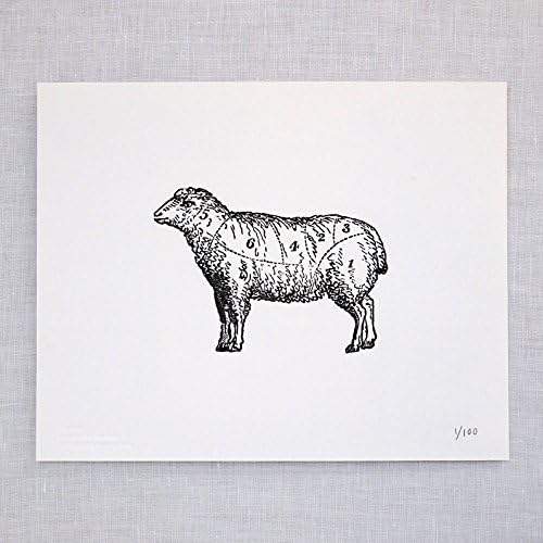 Lamb Butchering Diagram Letterpress Art Print