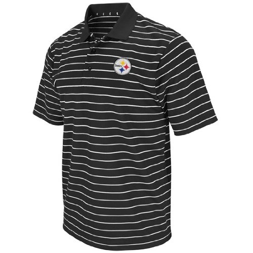 Pittsburgh Steelers FanFare III Black Clima Cool Striped Polo Shirt - M