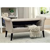 Furniture of America Alistar Fabric Upholstered Storage Accent Bench