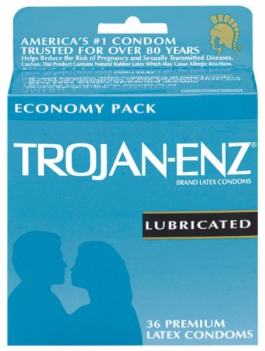 Trojan-Enz Latex Condoms, Lubricated, 36-Count Boxes (Pack of 2)