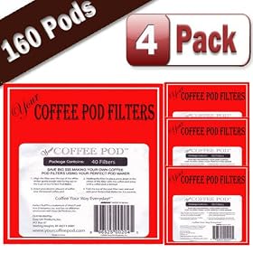 Your Coffee Pod Filters 4 Pack - 160 Total Filters for the Perfect Pod