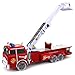 Fire Power Dept Childrens' Kid's Friction Toy Fire Truck for Ready To Run w/ 360 Rotating Extending Rescue Crane, Lights, Sounds