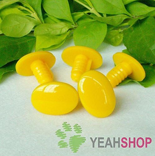 12mmx9mm Yellow Oval Safety Eyes / Plastic Eyes - 5 Pairs
