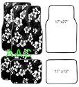 A Set of 4 Universal Fit Hawaii Hibiscus Carpet Floor Mats for Cars / Truck - Charcoal Black