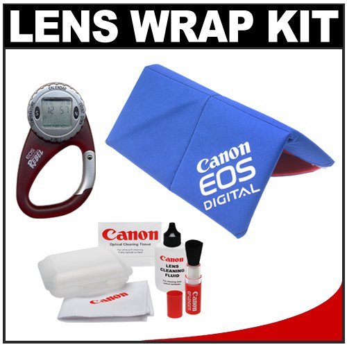 Canon EOS Digital Lens Wrap + Clip Watch + Cleaning Kit for EF 24-105mm f/4 L IS, 28-135mm IS, 50mm f/1.4 f/1.8 II USM, 70-300mm IS, 75-300mm III, 55-250mm IS & 18-200mm IS Lenses