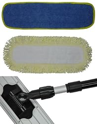 CleanAide Heavy Duty Microfiber Mop Kit (2 Pads, 18 In. Border, Yellow)