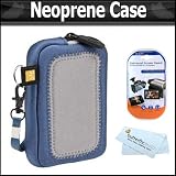 Case Logic UNZ-2 Small Universal Pocket with Screen Protection (Blue/Silver) For Canon PowerShot SD1400 IS, SD1400IS, SD1300IS, SD1300 IS, S95 Digital Cameras